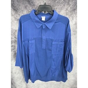 Haband Casual Joe Polo Shirt Mens 4X Blue Knitted Short Sleeve Casual Oversized